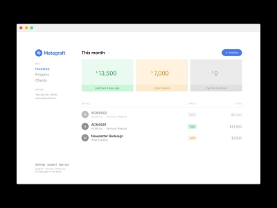 Invoicing Dashboard #2 app clean invoices minimal ui ux web