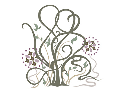 Art Nouveau Style Botanical Vector Illustration