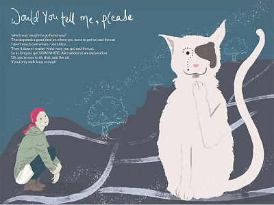 Book spread illustration for Alice in Wonderland