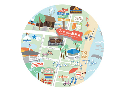 Cold Drinks and Good Times bar beach coaster design custom fun map map art ocean sun wall art