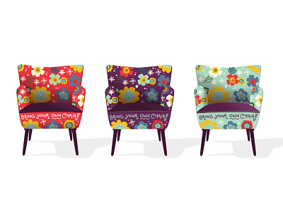 Bring Your Own Chair! chair concept flowers illustration illustrator pattern