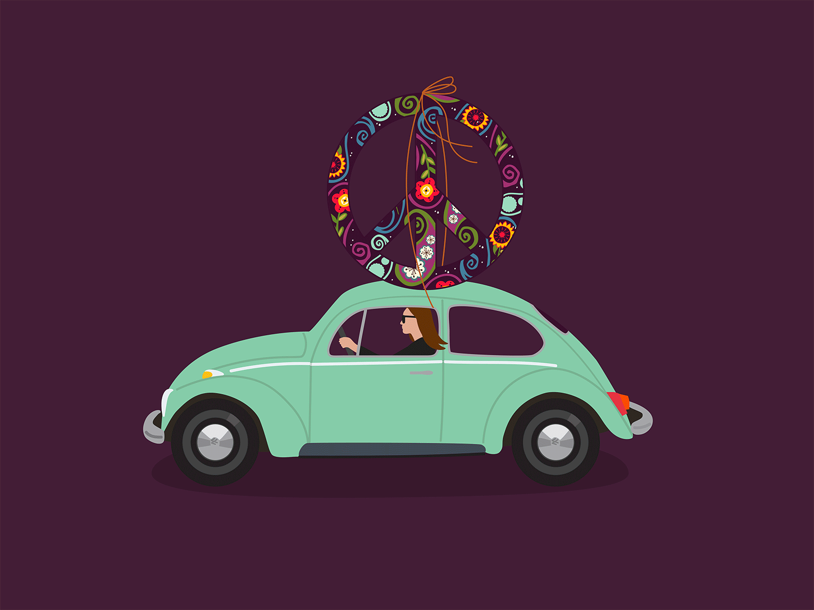 Peace over speed animated gif car green illustrator motion graphics vw