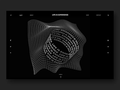 Life Is Experience - Website 3d abstract after effect black black white clean dark font homepage interaction interface kinetic kinetictypography landing page type typeface typogaphy uxui webdesign website