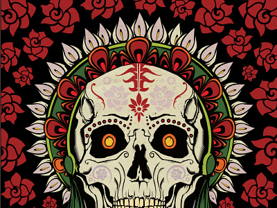 Catrina Dribble day of the dead death dia de los muertos illustration mexico postcard skeleton sugar skull vector
