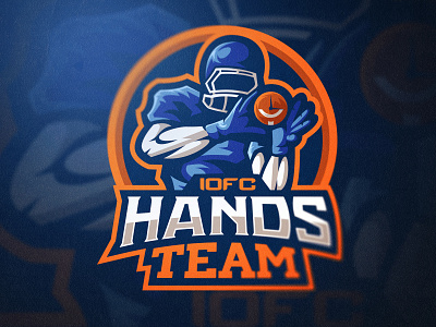 IOFC Hands Team art blue bold branding cool design esports football gaming logo illustration logo mascot nba nfl orange sports typography ui ux vector