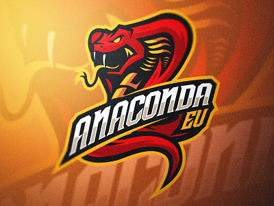 Anaconda EU anaconda art bold branding cobra cool design esports gaming logo illustration logo mascot red logo sports typography vector