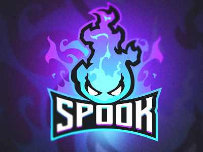 SPOOK - Blue Flame Mascot Logo blue bold branding cool design esports fire gaming logo illustration logo mascot mascot design neon sports twitch vector