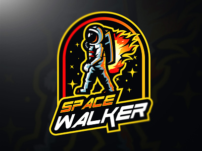 SPACE WALKER astronaut bold branding cool design esports gaming logo illustration logo mascot space sports typography vector