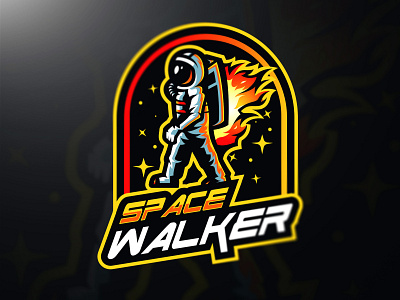 SPACE WALKER astronaut bold branding cool design esports gaming logo illustration logo mascot space sports typography vector