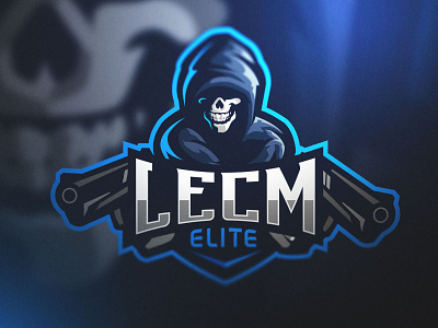 LECM Elite art blue bold branding cool design esports gaming logo guns illustration logo mascot skull sports vector