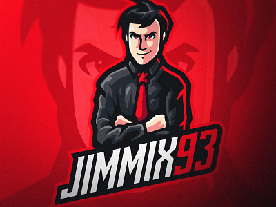 JIMMIX93 art bold branding cool design esports gaming logo illustration logo mascot portrait red sports vector