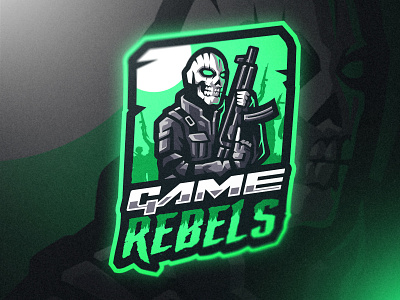GAME REBELS branding cool design esports gaming logo illustration logo mascot rifle skull soldier swat ui vector warzone
