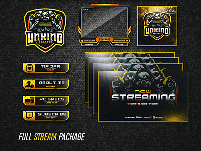 Full twitch package banner esports logo gaming logo graphics logo mascot logo stream twitch zombie