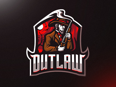 Outlaw Mascot Logo bold branding cool esports gaming logo illustration logo logo design mascot red sports logo team logo twitch ui