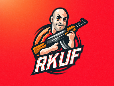 RKUF Team logo art bold branding cool esports gaming guns logo mascot orange sports team logo twitch typography ui vector