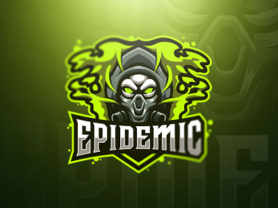 Epidemic Mascot Logo bold branding cool design esports gaming logo gas mask green illustration logo mascot neon smoke vector
