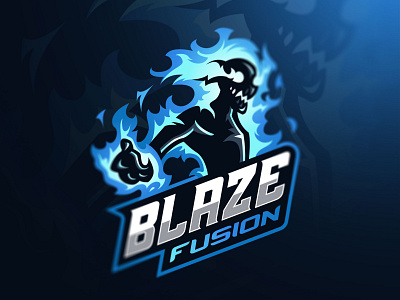 Blaze Fusion Mascot Logo Design blue bold branding cool esports fire gaming logo illustration logo mascot sports typography vector