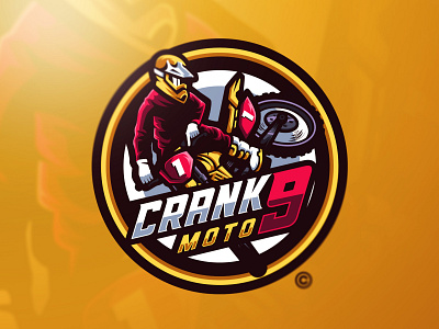 Crankmoto bold branding cool illustration logo mascot motocross motorbike motorcycle red vector yellow