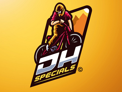 dhspecials badge bmx bold bold font branding cool design gaming logo illustration logo mascot red sports typogaphy vector yellow