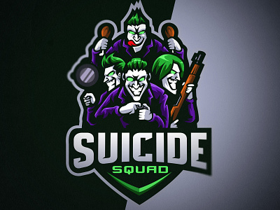 SUICIDE SQUAD PUBG TEAM branding cool design esports gaming gaming logo green illustration logo mascot pubg purple sports sports logo team team logo vector