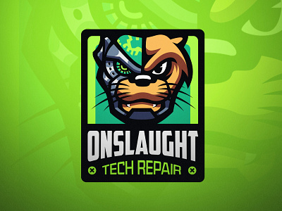 Onslaught Tech Repair bold branding design esports gaming logo illustration lettering logo logodesign logotype mascot otter typography ui ux vector