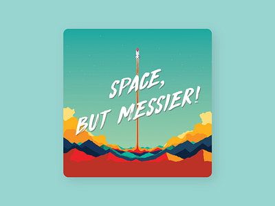 Space, But Messier! design illustration landscape logo logo design podcast rocket smoke space vector