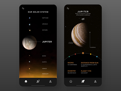 Space UI app concept design jupiter mobile planet space ui user interface ux