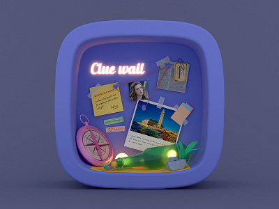 ClueWall 3d c4d icon illustration render