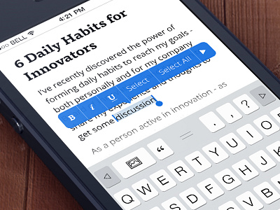 iOS 7 Keyboard 7 app blog editor flat ios iphone keyboard menu writer