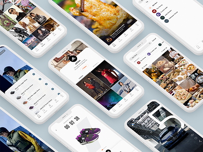 Content Discovery App ecommerce feed grid ios minimal mobile ui