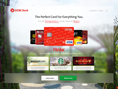 Credit Card Microsite bank blur card flat home landing minimal web