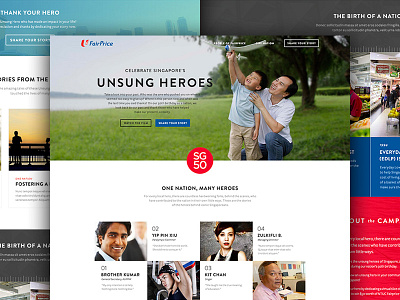 Unsung Heroes Landing blue clean design flat hero landing minimal red timeline ui ux website