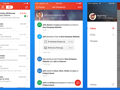 Orbit App Exploration app chat contacts email ios minimal mobile app design modern