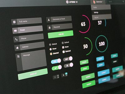 Atom UI Kit buttons flat form minimal progress slider toggle ui ui design ui kit