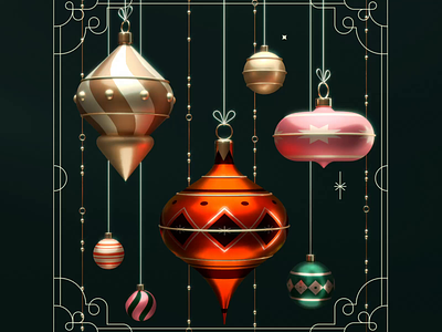 Xmas Ornaments 3d 3d animation 3d art christmas cinema 4d holidays illustration ornament ornaments redshift stars xmas