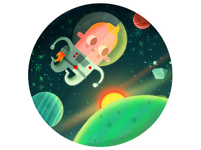 Astronaut astronaut fly kid planet planets stars sun