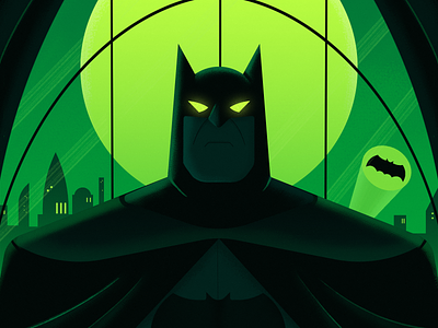 The Dark Knight batman city illustration moon