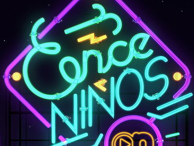 Once Niños Prime Time blue cinema4d neon night once ninos purple sign stars