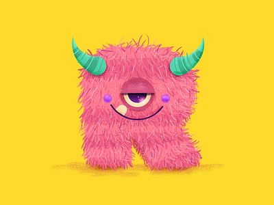 R with Horns hairy horns letter monster pink r