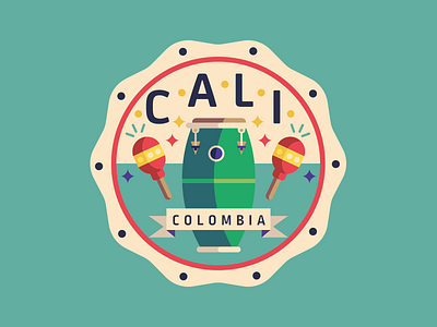 Cali Colombia badge cali colombia conga icon maracas music salsa timbai