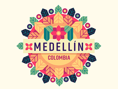 Medellin Colombia badge colombia festival flat flowers medellin