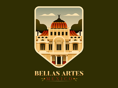 Bellas Artes - Mexico City architecture badge badge design mexico