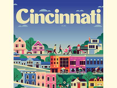 Cincinnati Magazine - Where to live next 2019 Cover architecture buildings editorial illustration neighborhood neighborhoods