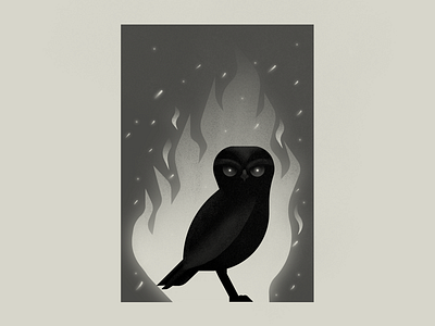 Yokai: Tatarimokke fire flames illustration owl photoshop yokai