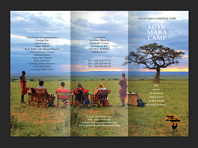 Leaflet. LOYK MARA CAMP. side 01 africa leaflet luxury masai mara