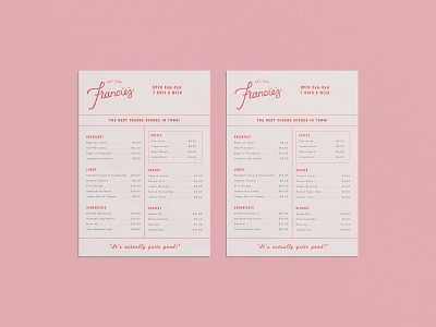 Francie's Cafe Menu Design 100 days of design cafe branding cafe menu logo vintage design