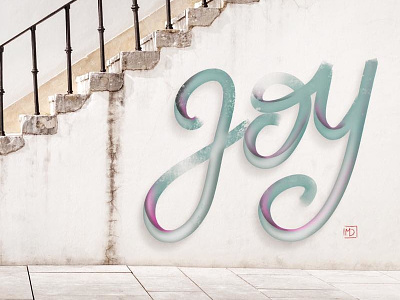 Joy art digital digital painting lettering type typography wall