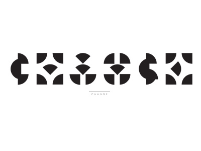 Shape Typography: Change black contemporary shapes typography white