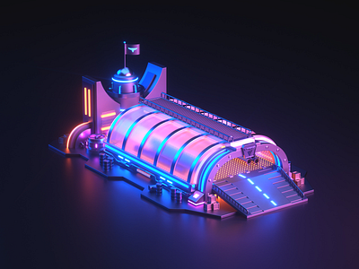 Red Alert II Remaster: Tank Factory 3d building c4d cyberpunk factory model nft oc red alert remake render tank