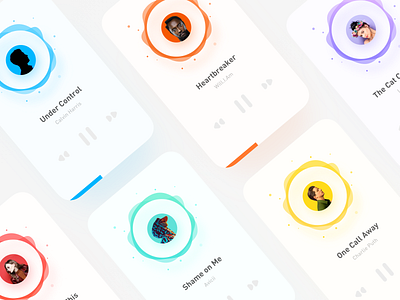 Daily UI & Music Play 100 daily ui blue bubble green music music album music app orange pause play purple ripple ui ui design yellow